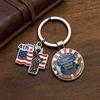 Pendentif Porte-clés, Porte-clés Double Pendentif Combiné, Porte-clés pour le 250e Anniversaire de la Fondation des États-Unis avec Anneau Métallique Épaissi