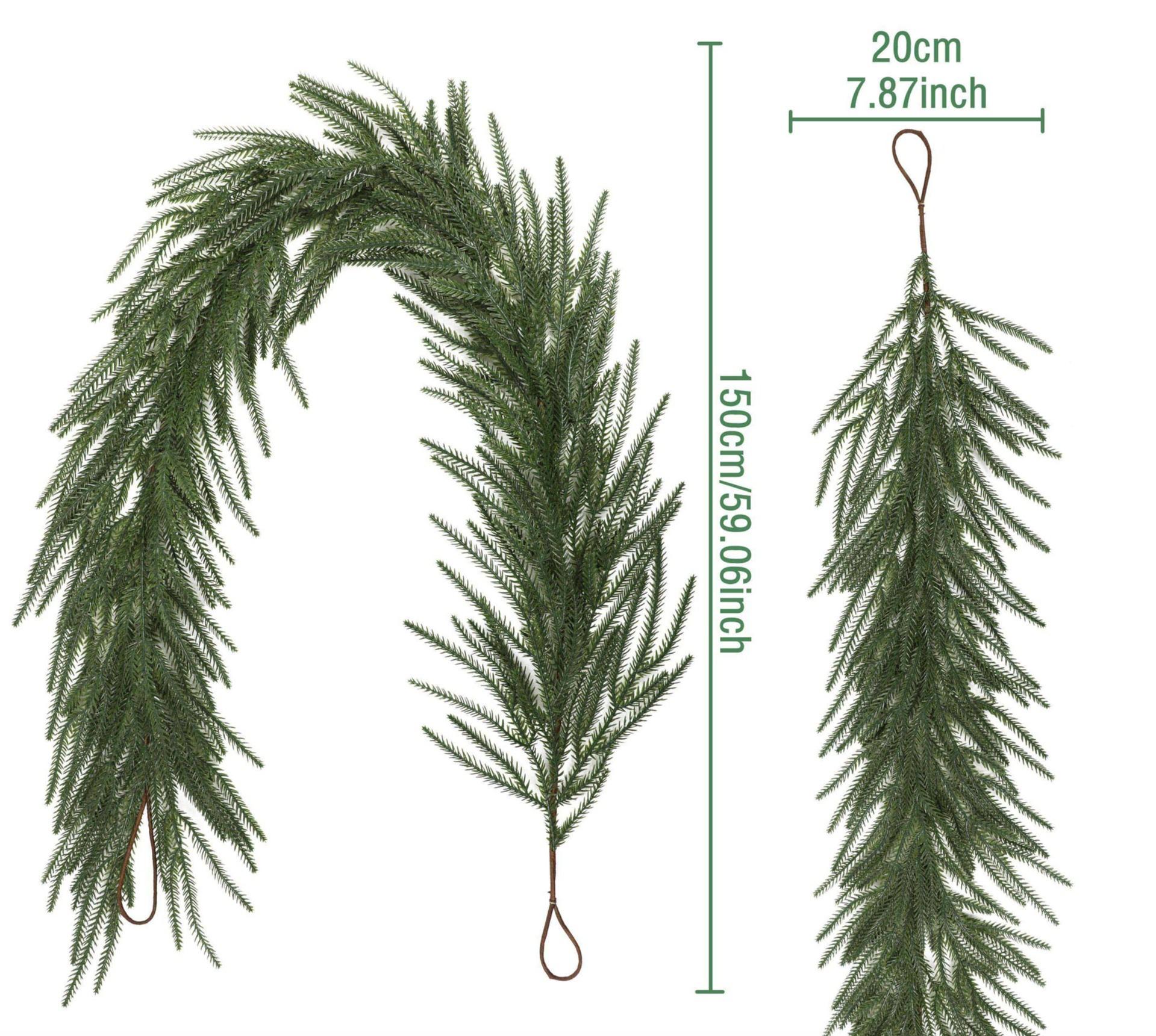 

Simulated green plant feel Christmas rattan decorations Home interior pendants Fireplace ornaments Door hanging