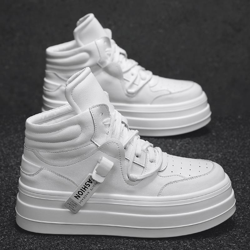 

Autumn trend new men s plus size high cut thick soled casual shoes lightweight and versatile outdoor fashion hot running shoes 44 білий