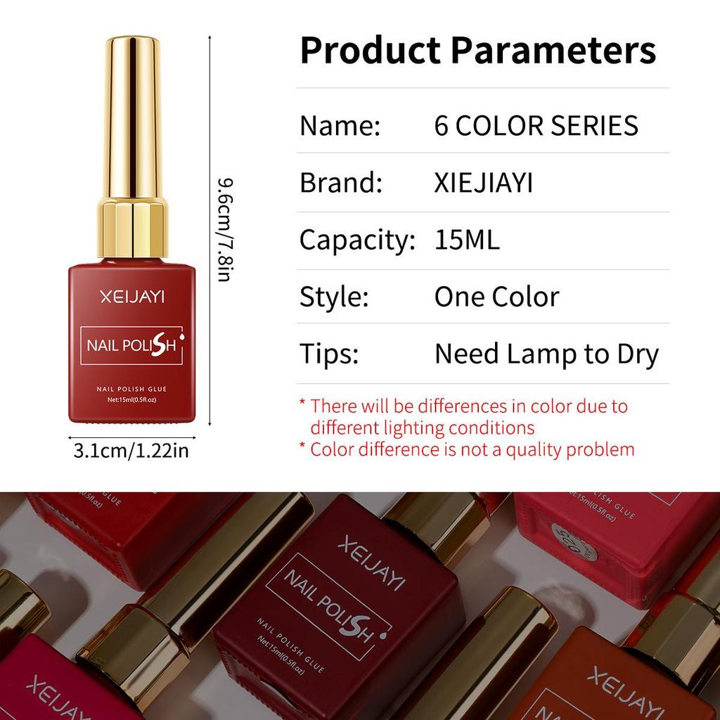 2024 Trendy 6-Color Red Gel Polish Set - Long-Lasting & Whitening