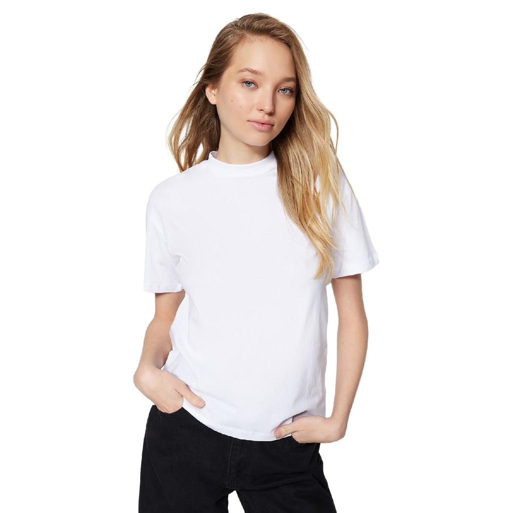 Weiß-schwarzes 2er-Pack Basic-Strick-T-Shirt mit Stehkragen aus 100 % Baumwolle Twoss20ts1500