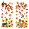 PVC Festive Window Stickers Autumn Harvest Decals, Sunflower Maple Leaf Pumpkin Bird Static Cling Stickers, Decorative Autumnal Wall Murals