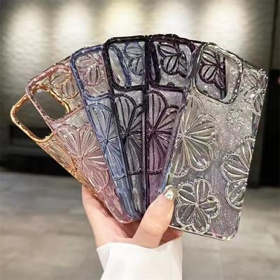 Glitzer-Beschichtung Retro Auslaufend 3D Ölgemälde Blume Anti-Fall Handyhülle für iPhone 17 Air 16 15 14 13 12 11 Pro Max Plus Rückseite