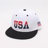 USA Flag Embroidered Flat Brim Snapback Hat, Adjustable American Patriotic Baseball Cap for Men Women