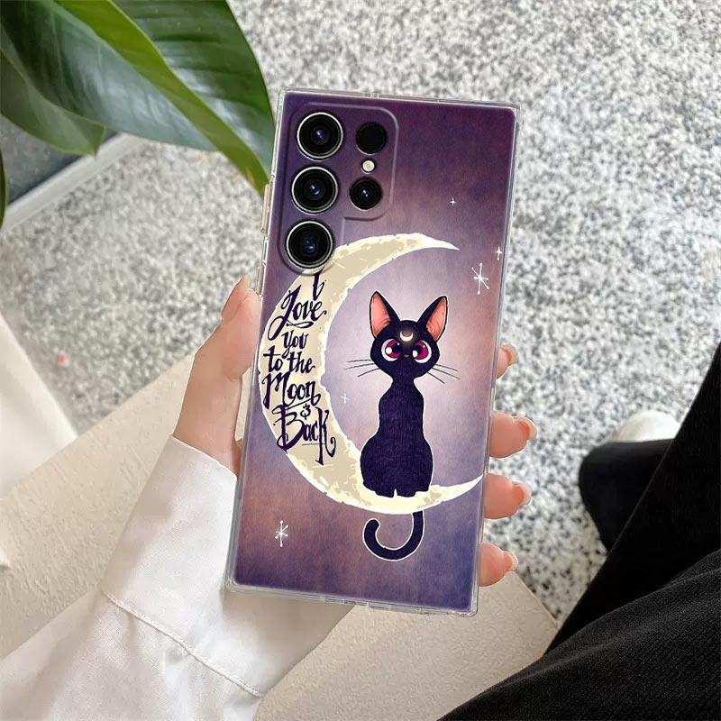 Funny Cartoon Cat Phone Case S25Ultra For Samsung Galaxy S25 S24 S23 S21 Ultra S20 FE S22 Plus A35 A55 S24FE 5G Case Clear Cover