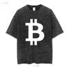 Bitcoin Logo T Shirt long or short sleeves vintage Washed homme Breathable Stretched Versatile Casual Slightly graphic