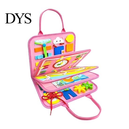 Toddler Travel Activity Bag Montessori Busy Board for Toddlers, Multiple Modules Sensory Learning Felt Early Childhood Educational Tool Book,