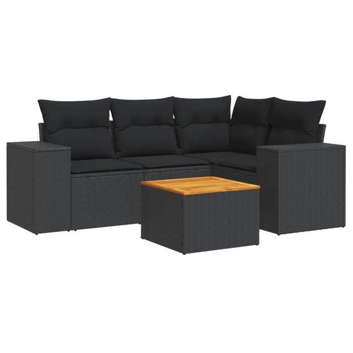 VidaXL Garden Lounge Set with Cushions 5 Pcs, Patio Sofas, Furniture Set, Outdoor Terrace Furniture, Black 3225425