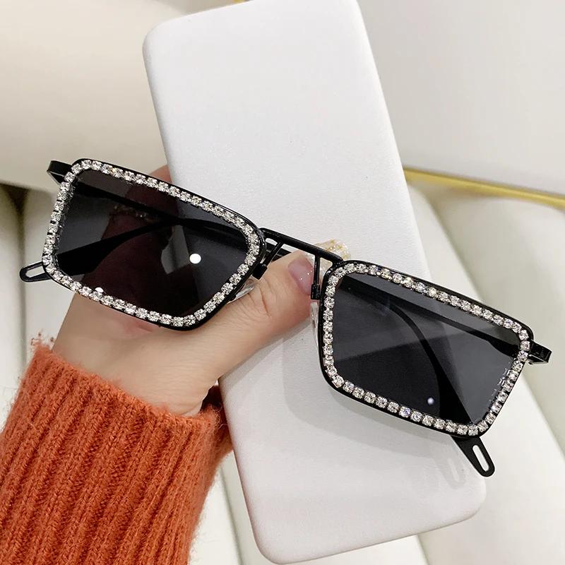 

New Fashion Retro Small Frame Diamond Avant-garde Personality Light Luxury Sunglasses Ins Concave Modeling Runway Sunglasses