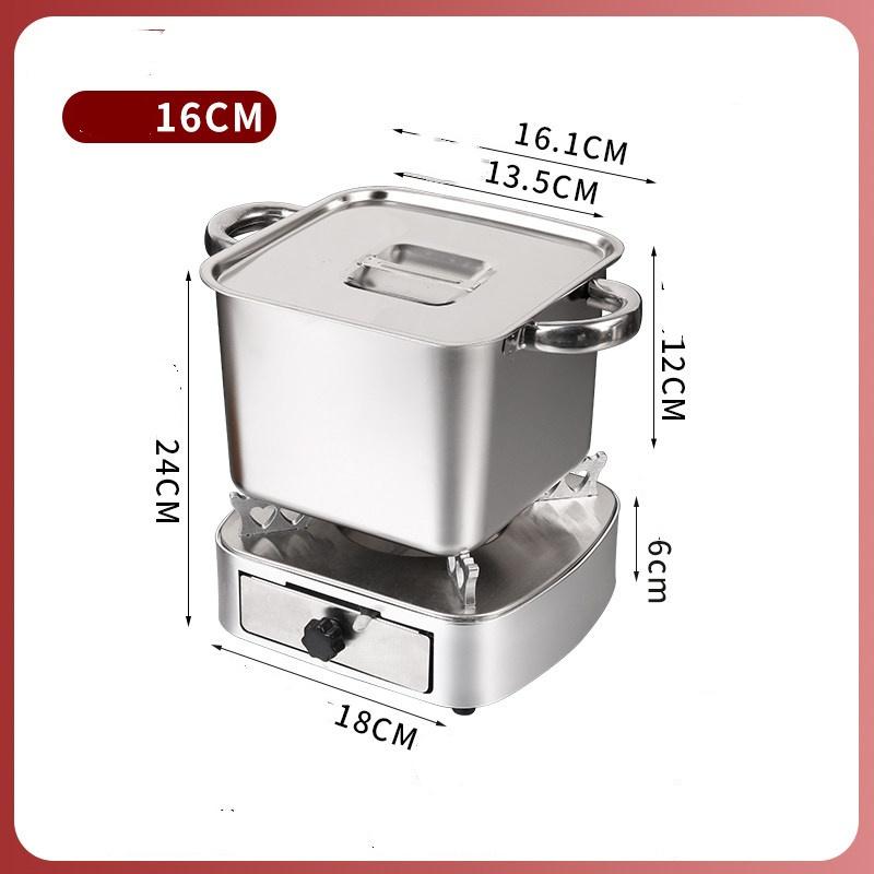 Deep square small hotpot shank pot spicy grade dedicated stainless steel alcohol stove China small hot pot marmite de cuisine