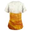 Women's Uniform - Oktoberfest Print Loose V-Neck Short Sleeve with Pockets