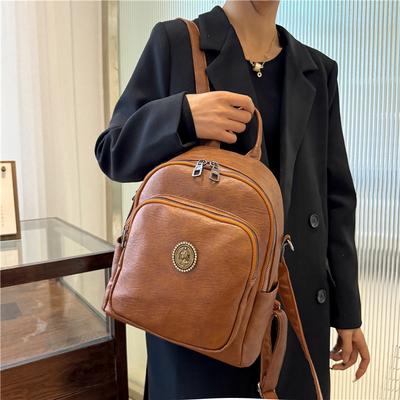 Sac à dos en cuir souple pour femme, Sac d'école tendance et à la mode, grande capacité