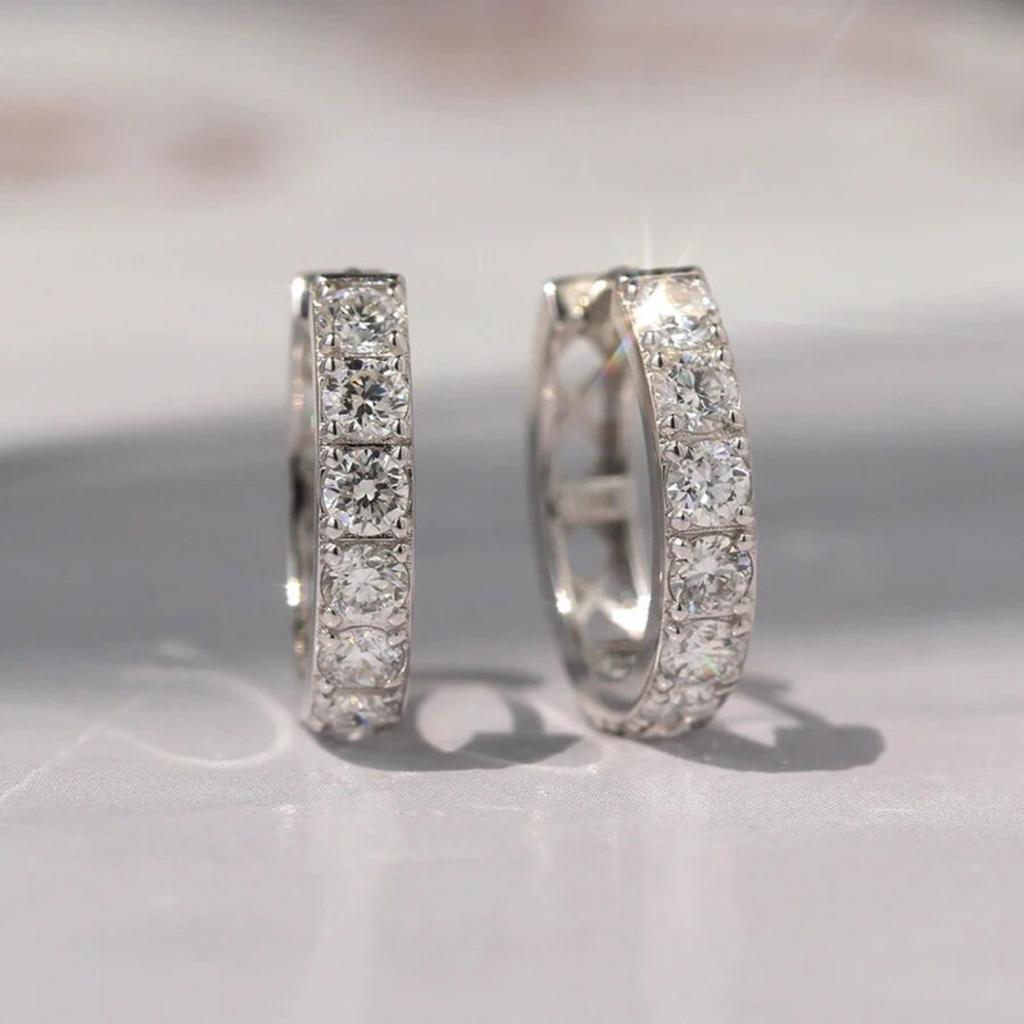 Pave Set Small Huggie Hoop Earrings for Women Sparkling Channel Set Stone Minimalist Daily Wear Earrings Jewelry