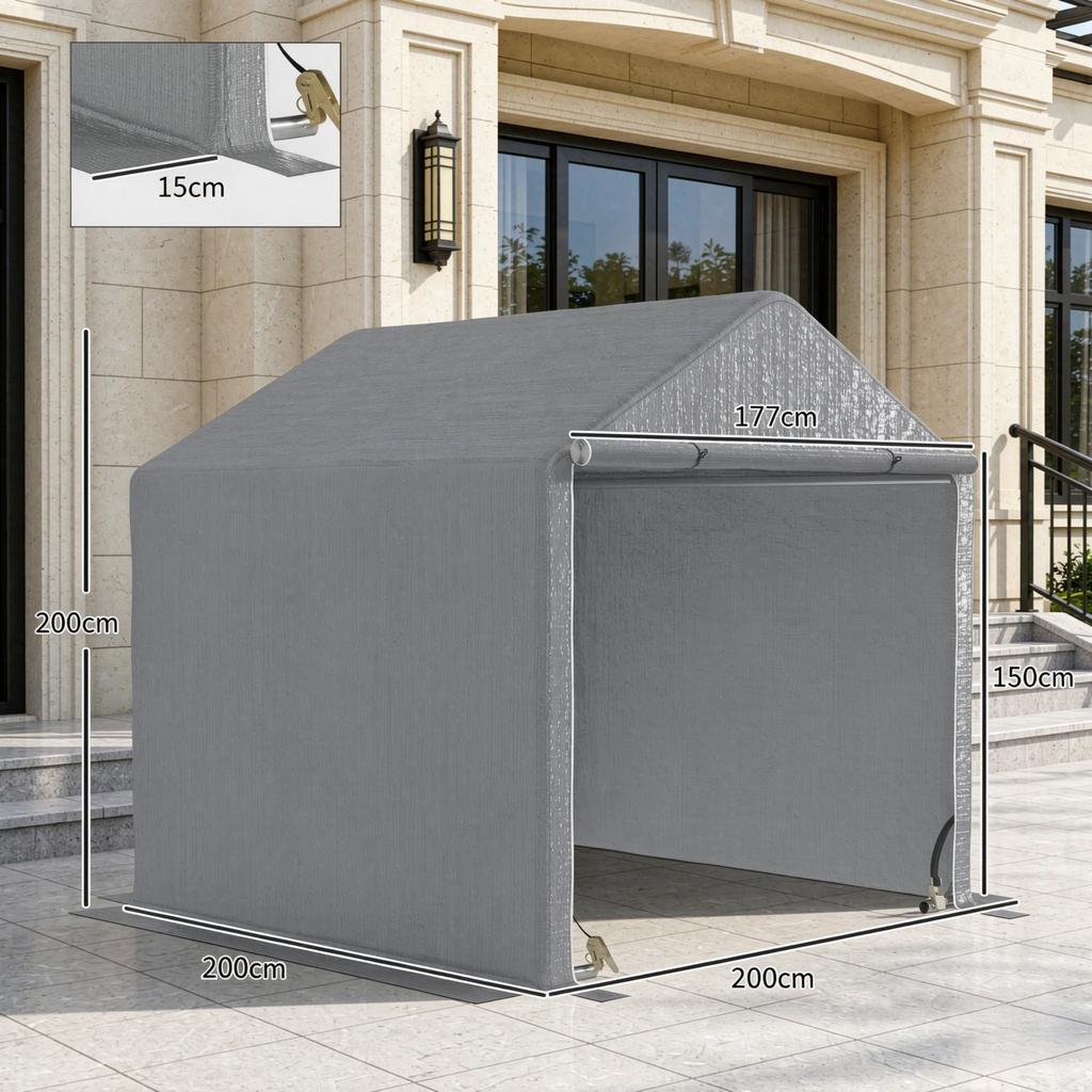 Storage sheds, outdoor bicycle shelter with galvanized steel frame, waterproof and UV-resistant (only with storage sheds)