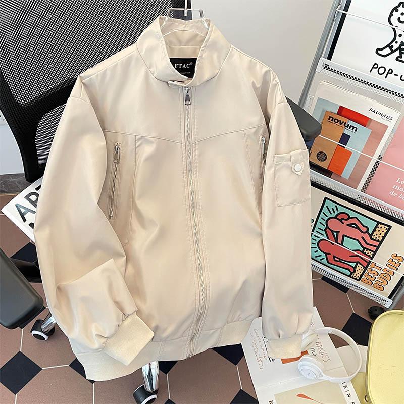 

Весенне-осенняя куртка на молнии со стойкой воротником, мужская ветрозащитная повседневная трендовая брендовая спортивная подростковая хулиганская красивая американская студенческая трендовая куртка 3XL хаки
