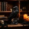 Realistische Rabenstatue Gotische Schwarze Krähe Figur, Harz für Halloween Tischplatte Innen Außen Vogel Dekoration, Dunkles Gruseliges Ornament Zuhause Büro Bücherregal