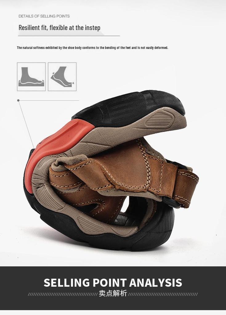 Men's Plus Size Closed-Toe Leather Sandals – Casual, Breathable, Outdoor Summer Beachwear