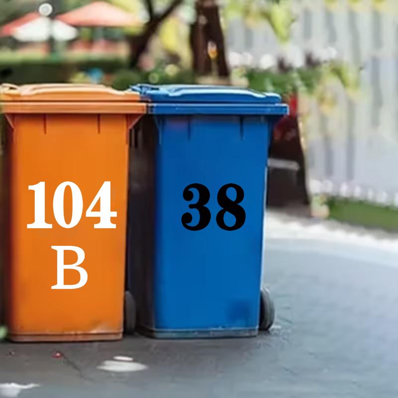 Wheelie Bin Stickers Self-Adhesive Trash Can Labels Pvc Number 0-9 Letters A-G Stickers Garage Car Bins Stickers Weatherproof
