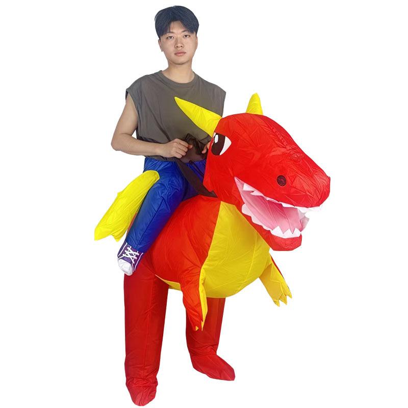 Red Pterosaur Inflatable Suit Dinosaur Inflatable Suit Funny Half-Body Cycling Dinosaur Styling Atmosphere Costume Funny