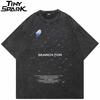 Hip Hop  Retro Washed Black TShirt Streetwear Searching Aesthetic Graphic T Shirt Cotton Men Tshirt Unisex Tops Tees Dope