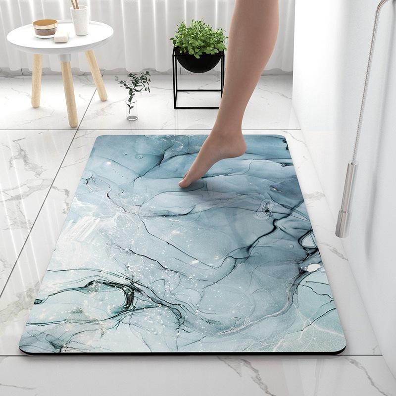 Marble Toilet Door Mat, Anti-slip Bathroom, Easy To Maintain, Water-absorbent and Quick-drying Floor Mat, Home Decoration