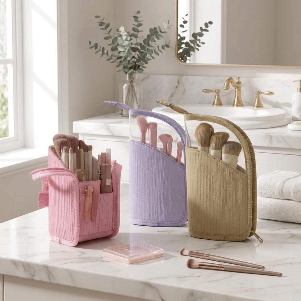 Waterproof Vertical Cosmetic Bag Large Capacity Travel Storage Pouch Makeup Brush Case Women
