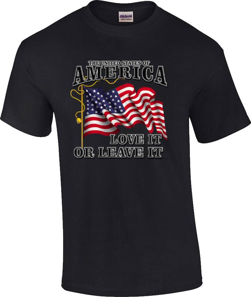 Patriotic United States of America Love It or Leave It US Flag T-Shirt XXXL