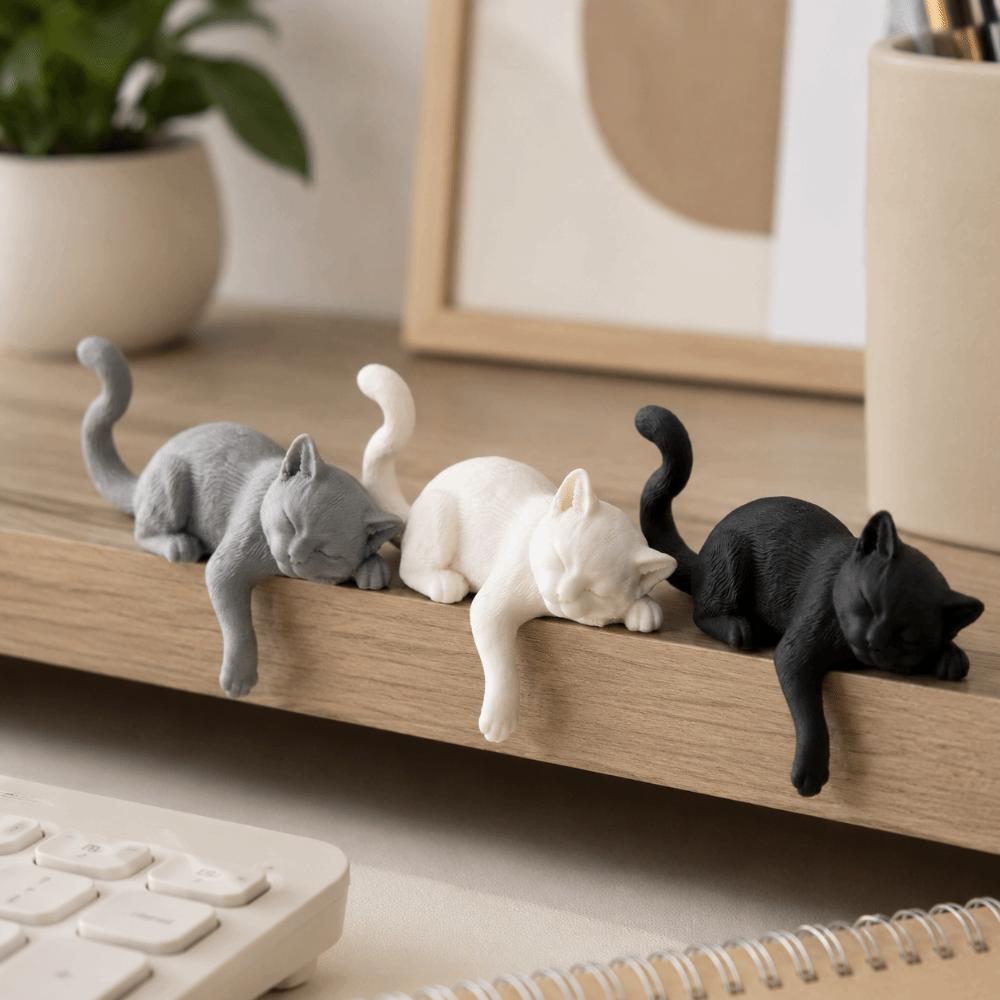Cute Sleeping Cat Ornament 3D Printed Cat Statues Crafts Decorative Cat Statues Bedroom Decor