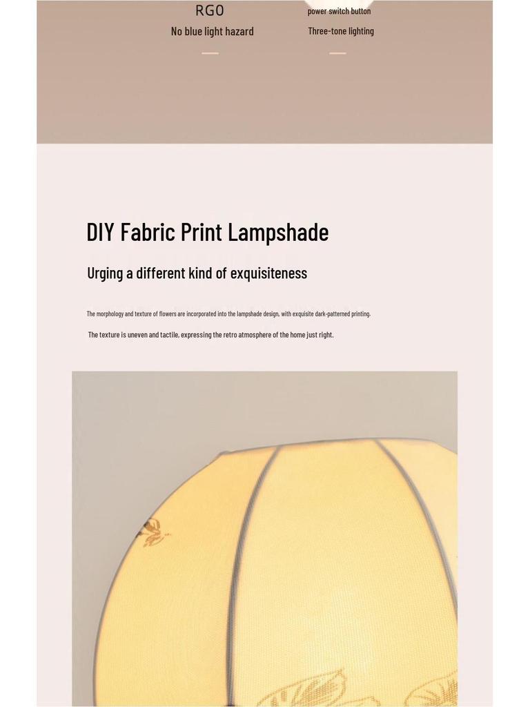 Retro Chinesische Nachttischlampe für Wohnzimmer, Schlafzimmer & Arbeitszimmer