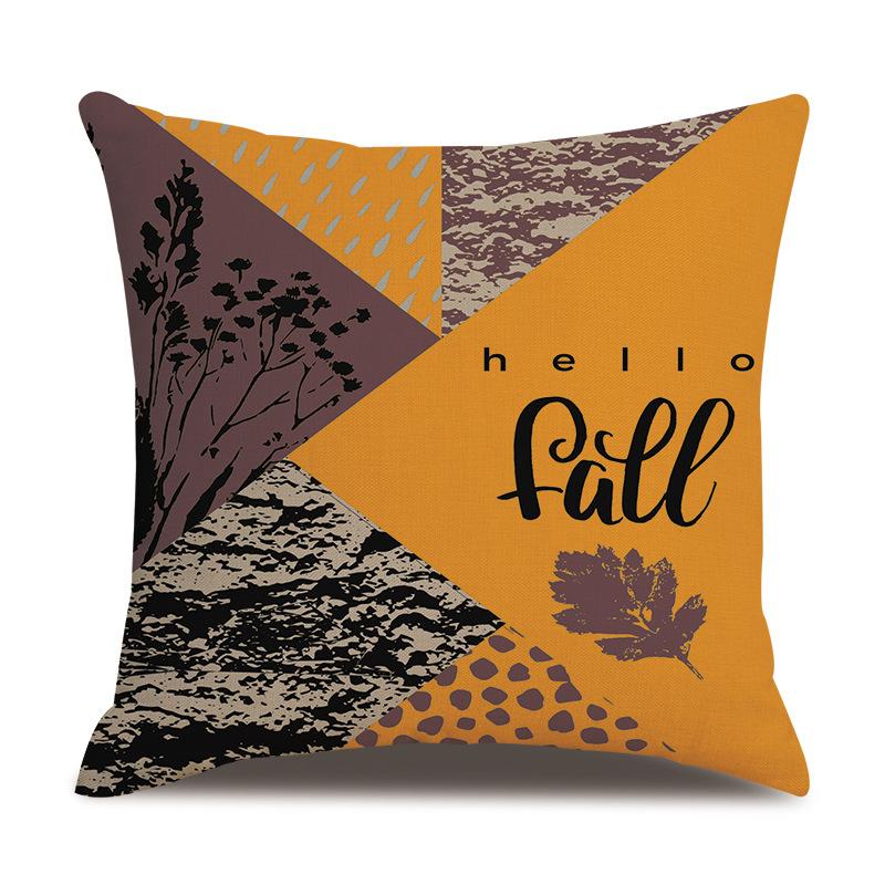 Thanksgiving Linen Pillowcase Autumn Pumpkin Print Pillow Cushion Cover