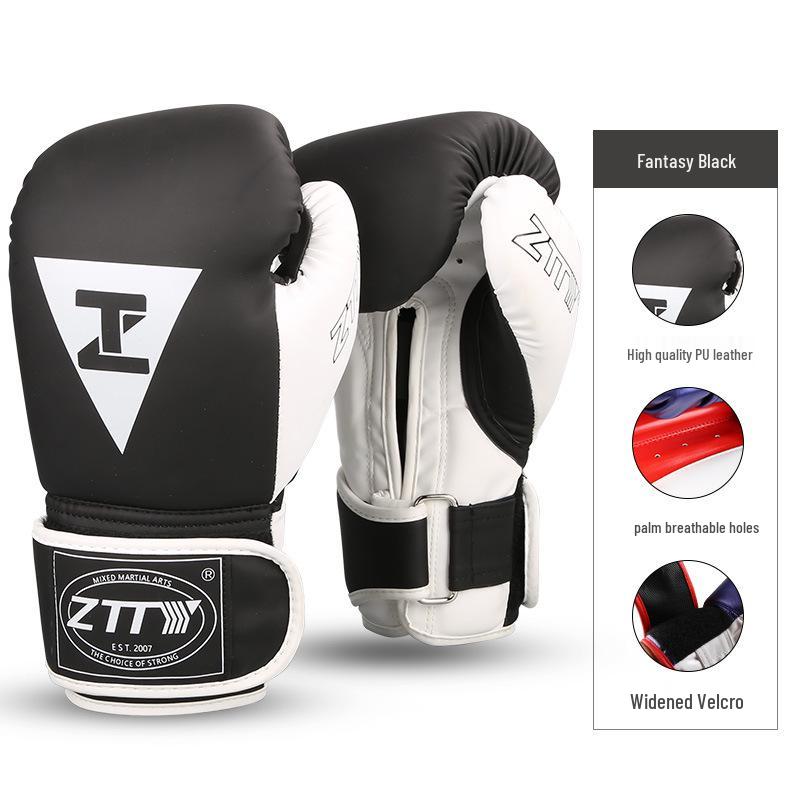 

Боксерские перчатки ZTTY из блестящей искусственной кожи PU для взрослых и детей - Толстая подкладка для тренировок и соревнований, защита рук 16oz