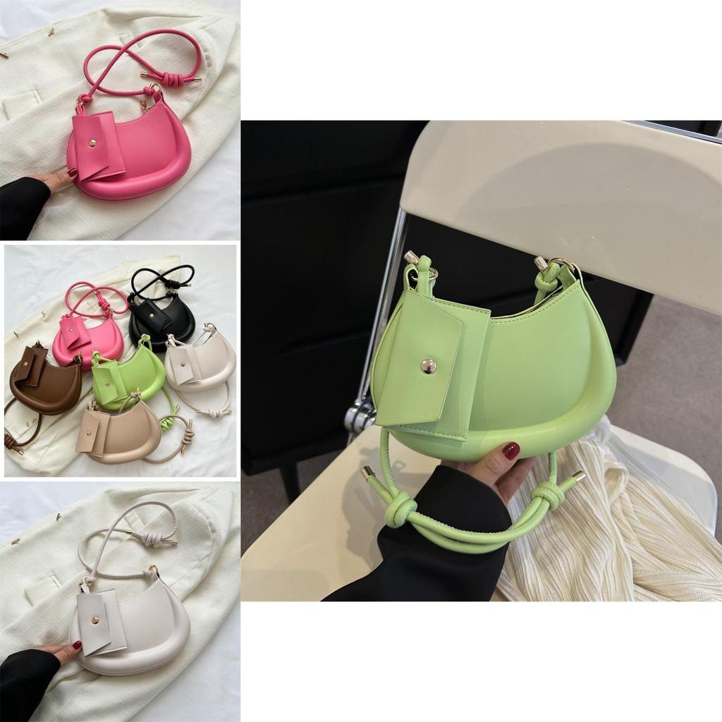 Fashionable New Moon Bag In Multiple Colors Street Style Shoulder Bag With Unique Stitching