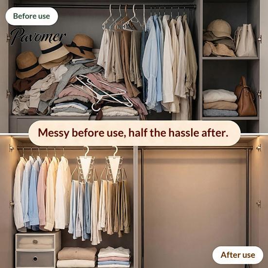 360 Degree Rotating Hook V Shaped Double-Sided Closet Organizer, Multi-Layer Vertical Hanger, with V-shaped Double-sided Hanger 12 Non-Slip
