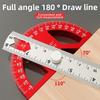 8/12 Inch Angle Protractor Adjustable 0-180 Degrees Construction Protractors Aluminum Alloy Measuring Scribe Angle Ruler