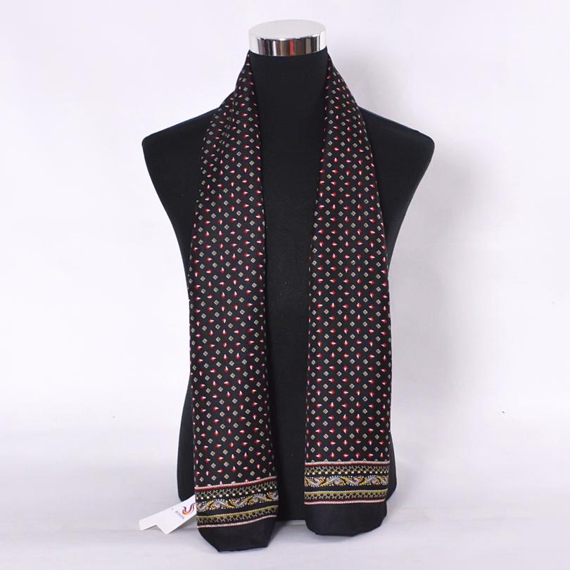 [BYSIFA] Brand Men Silk Scarf Muffler Winter Fashion Accessory 100% Pure Silk Male Plaid Long Scarves Cravat Navy Blue 160*26cm