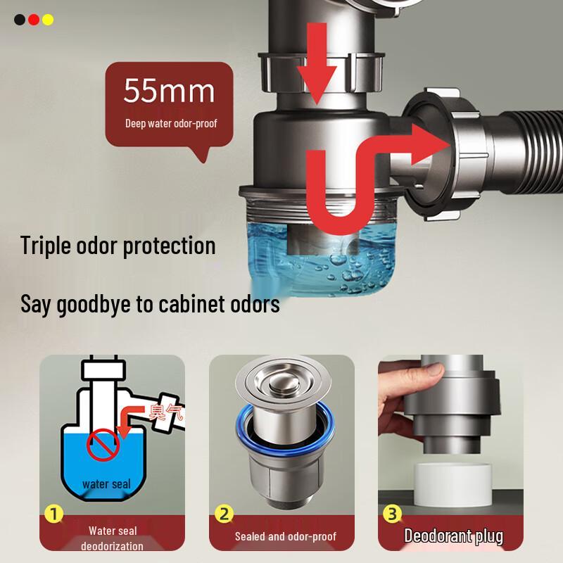 JROR Kitchen Sink Drain Pipe Kit