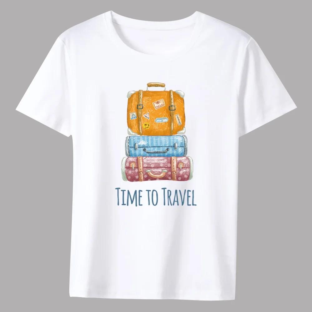 Men's T-shirt Basic Print Short Sleeve Anime Top Travel Series Casual White O-neck Youth Men's Commuter Comfortable Shirt
