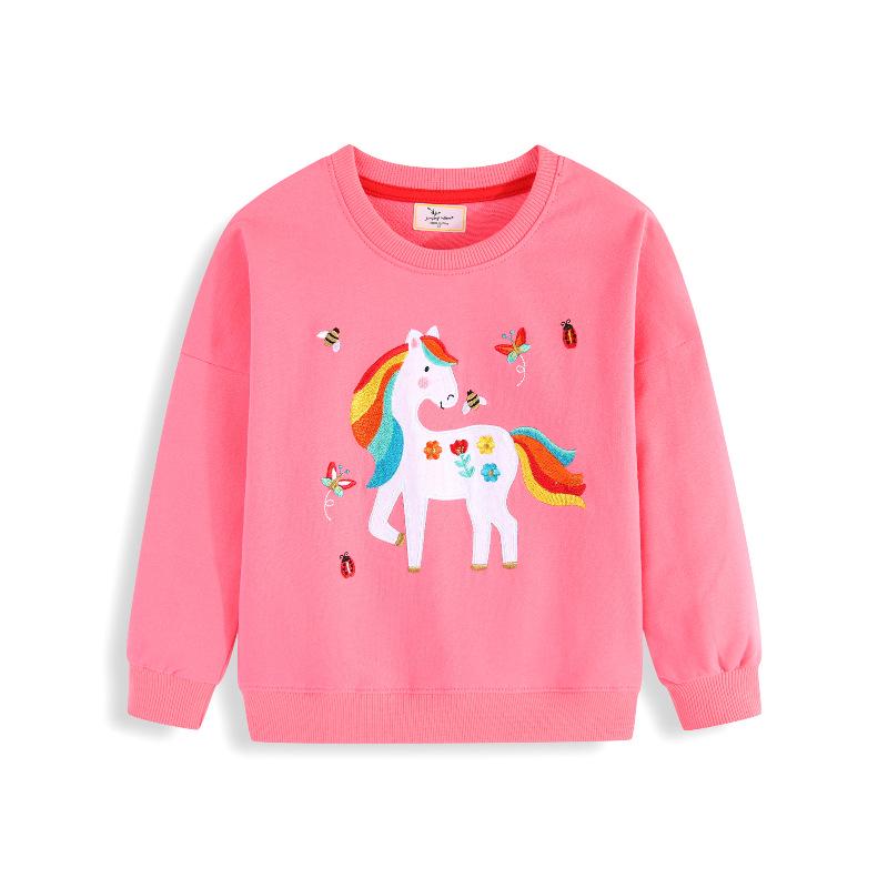 

European & American Cross-Border Girls Embroidered Long-Sleeve Autumn Sweatshirt 4T (Recommended height 95-100 cm)