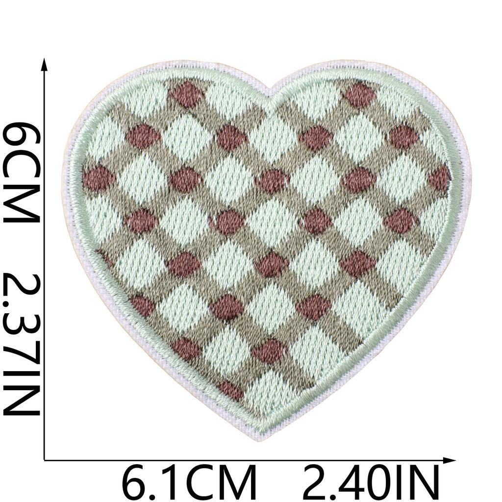 Grid Love Shape Embroidery Cloth Sticker Repair Subsidy Ironing Clothes Hole Patch Bag Shoes And Hats Cute Decorative Sticker