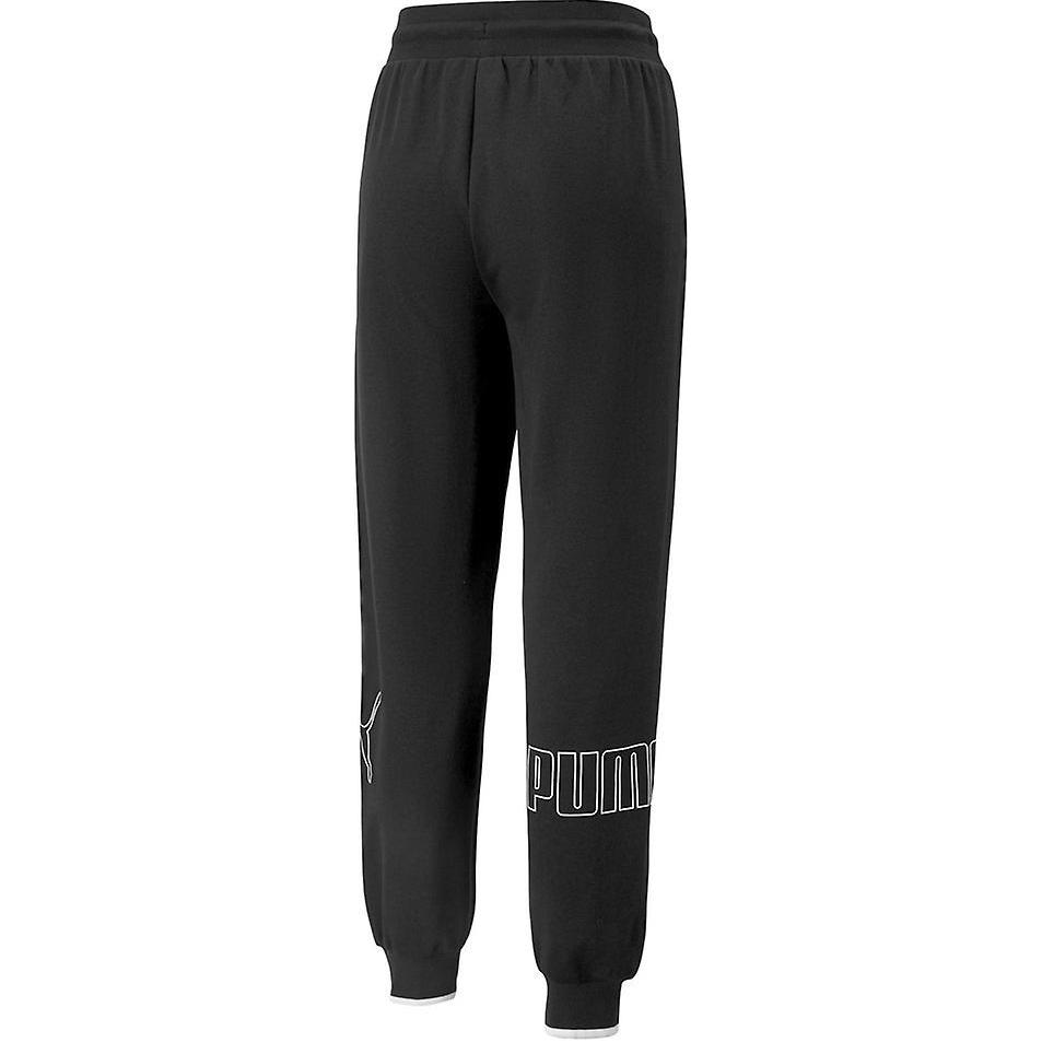 Puma Logo Print Drawstring Cuffed Knit Joggers Women Bottoms Black 673639-01