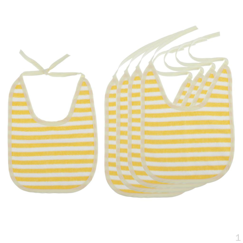 5 Pcs Stripes Junior Bibs, Feeder Bibs for Toddlers / Big Kids, Waterproof, Washable, Stain And Odor