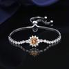 Adjustable Sunflower Bracelet Women With Cubic Zirconia 2ct Simulated Floral Design Copper Plated Jewelry