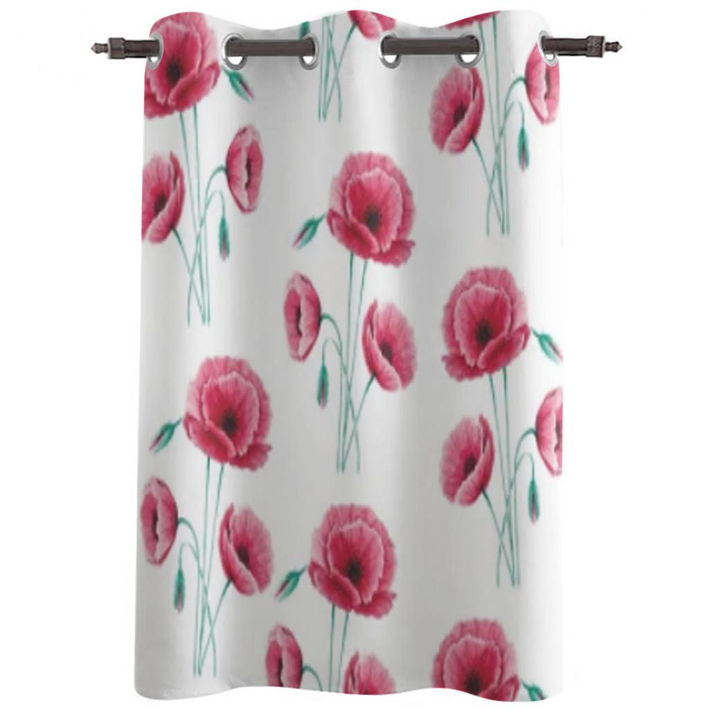 Rote Mohnblume Fenstergardinen für Wohnzimmer Luxus Schlafzimmerdeko Vorhänge Küchenfensterbehandlungen Gardinen