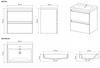 Diamente Hanging Bathroom Cabinet with Sink, Glossy, 60x45x65cm