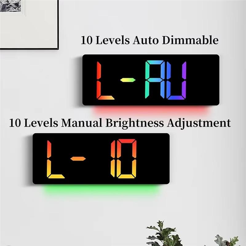 Portable RGB Large Digital Wall Clock Timing Countdown Alarm Clock 12/24H LED Alarm Clock чёрный