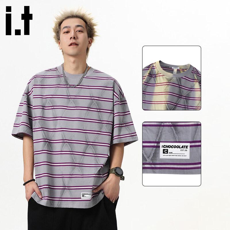 CHOCOOLATE Men s Loose Fit Striped T-Shirt S