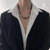 Oval Beaded Necklace for Men, Retro Minimalist Design High-end Trendy Sweater Chain Accessories Gift