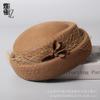 British retro three-dimensional flower beret elegant mesh painter hat women's autumn and winter warm Australian wool felt hat