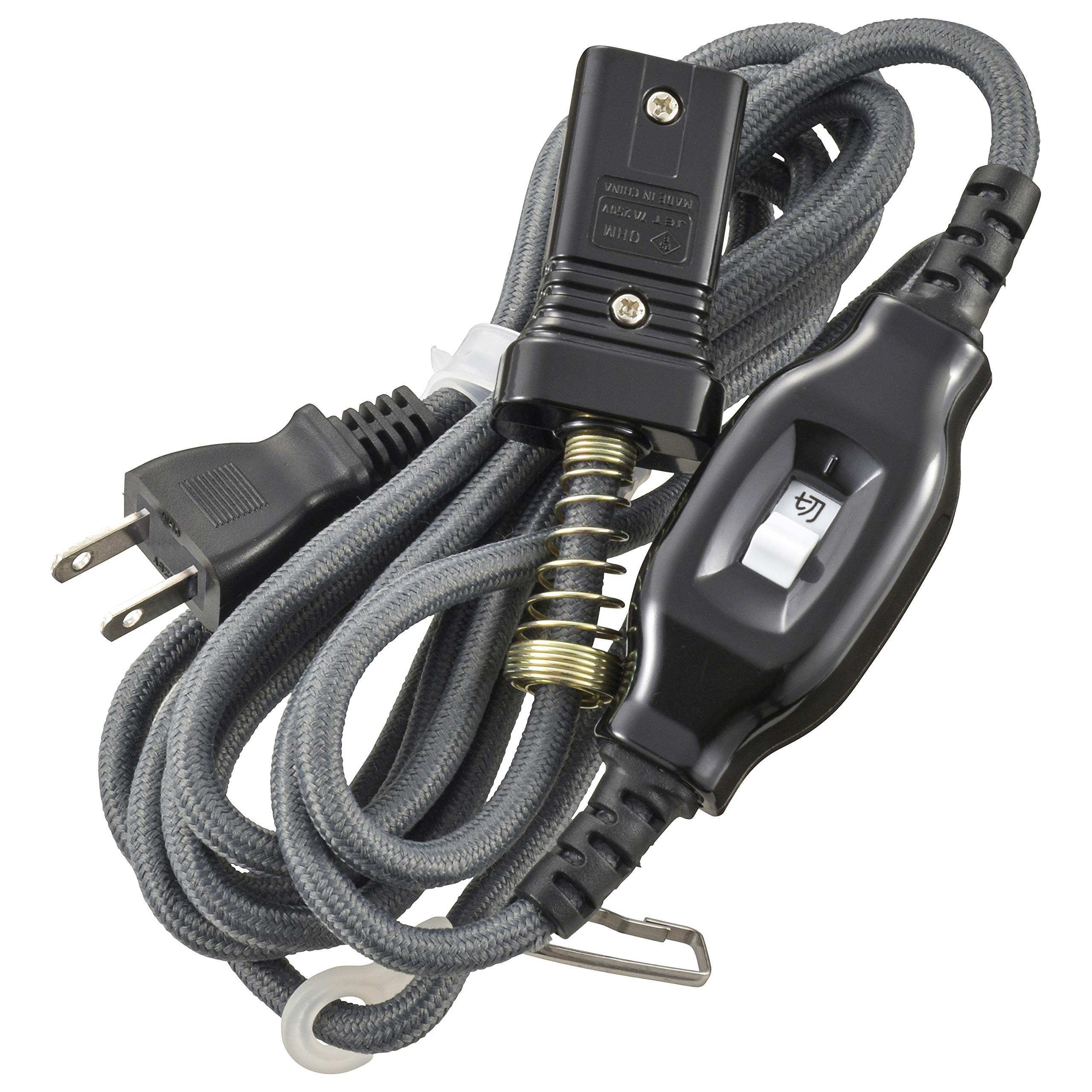 

Ohm Electric Kotatsu Cord Kotatsu Power Cord Replacement Cord with Intermediate Switch Straight Plug Hanging Hook 3m OHM HS-KO3M-S22 00-1501 чорний