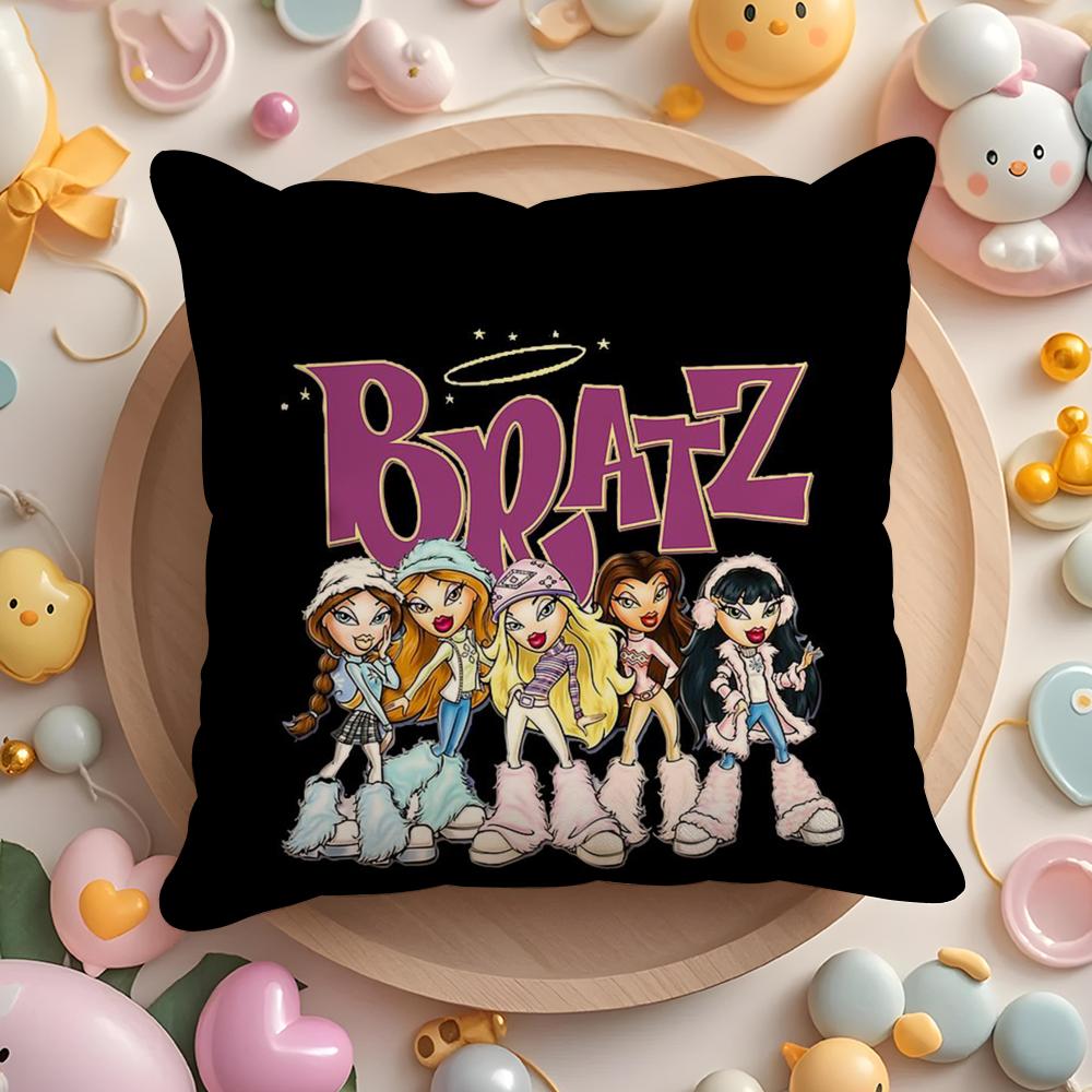 PIKPAKA Fashion BBratz MMask Gir Cushion Cover Plush Fabric Soft DoubleSided Printed Sofa Warm Winter Home Gift Pillow Cover